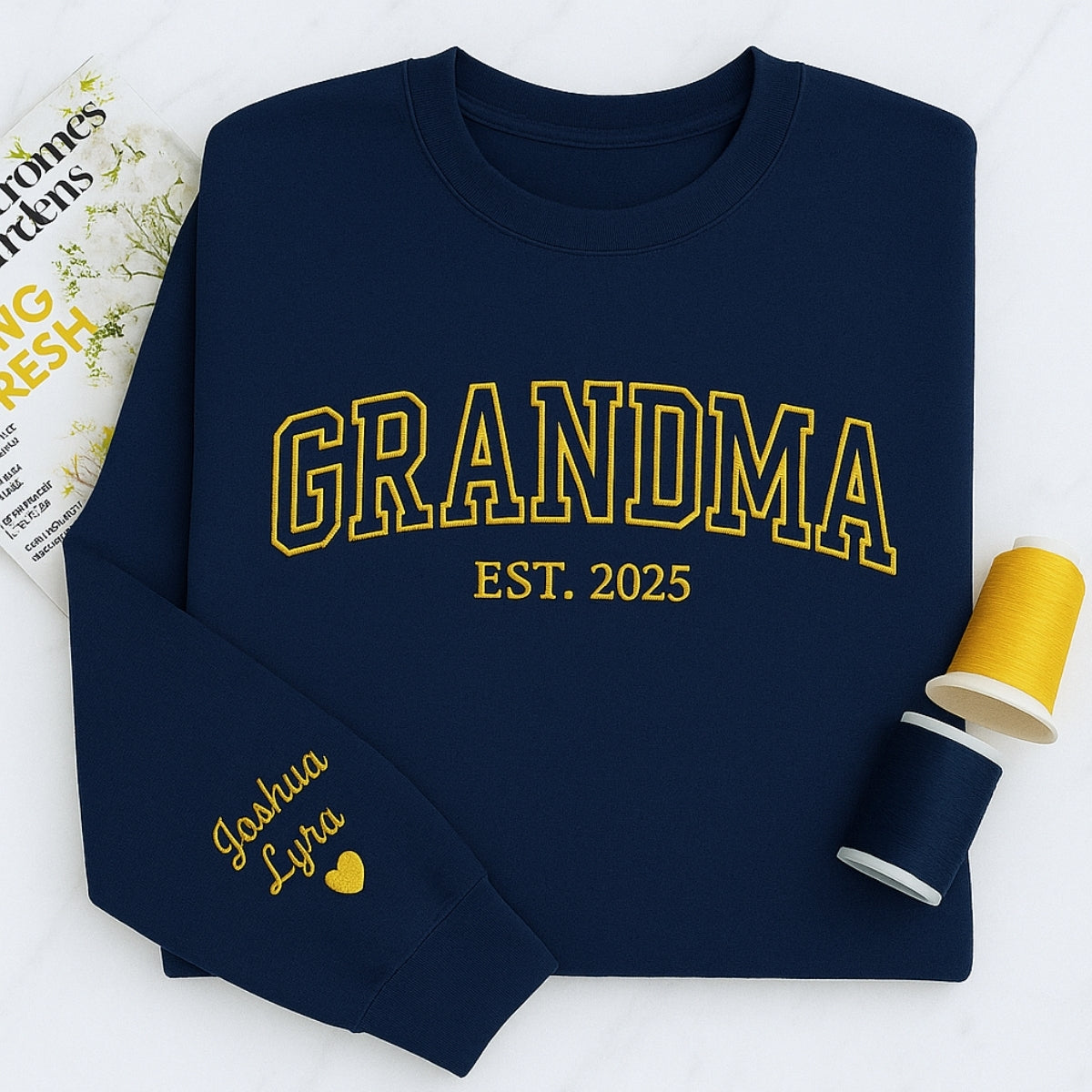 Personalised Grandma Sweatshirt | Custom EST Embroidered - Grandchildren Names Gift