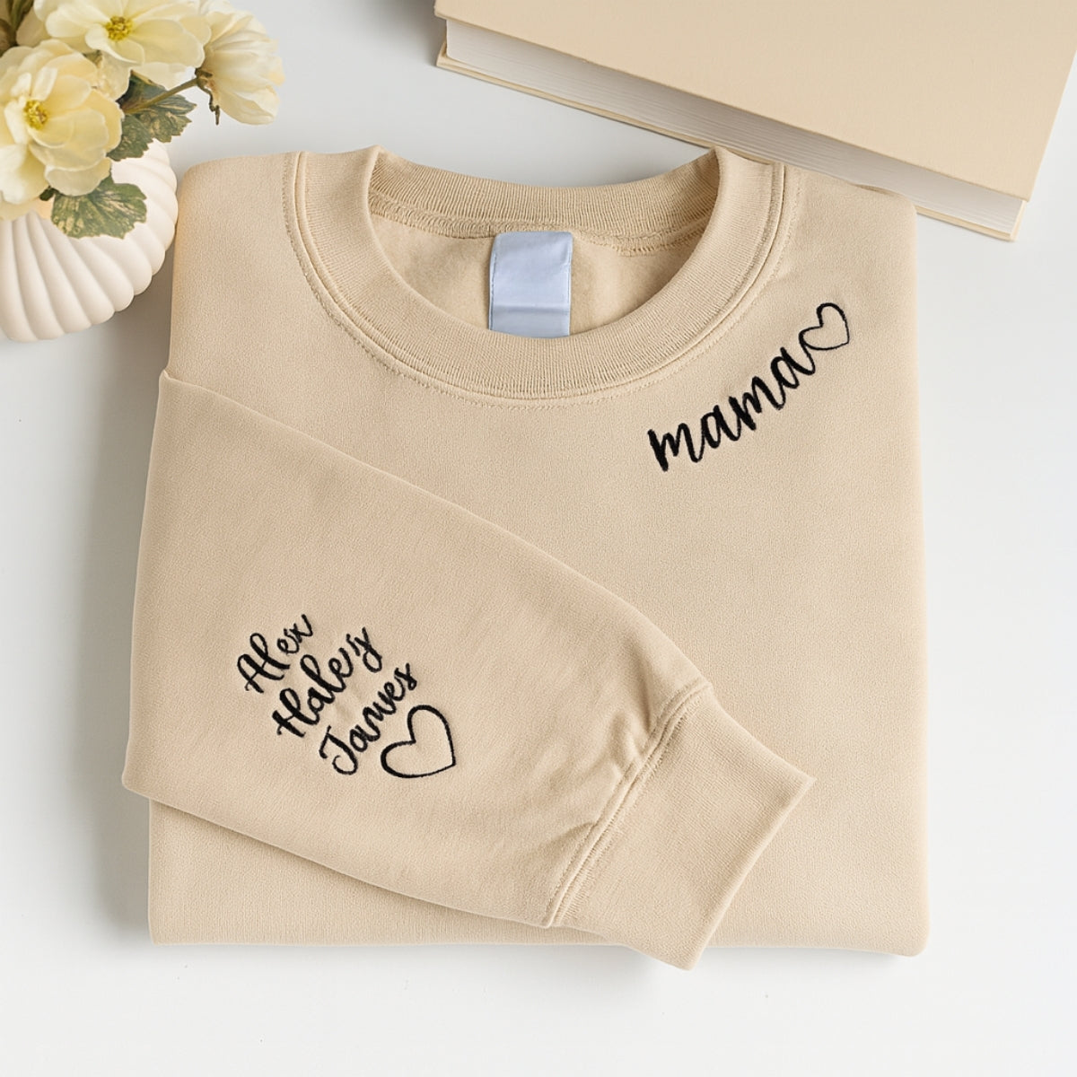 Personalised Mama Embroidered Sweaters - Custom Mom Hoodie With Kids Names - Mother's Day Gift