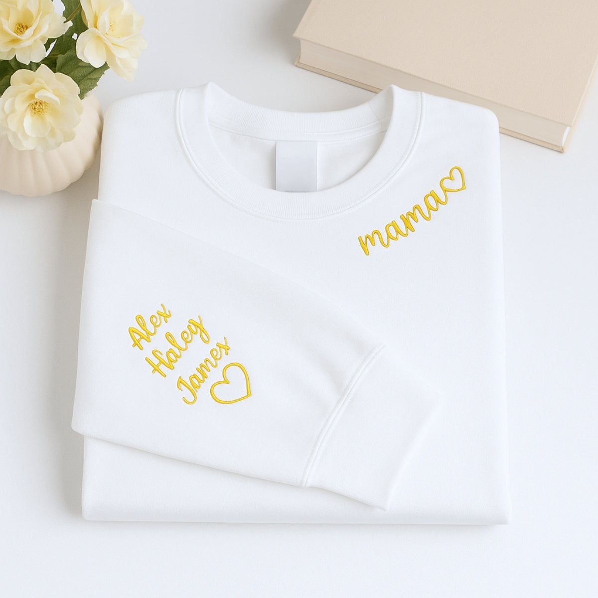 Personalised Mama Embroidered Sweaters - Custom Mom Hoodie With Kids Names - Mother's Day Gift