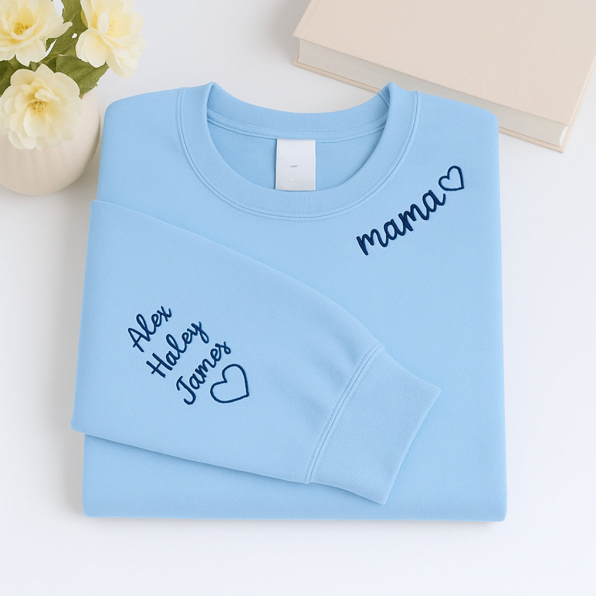 Personalised Mama Embroidered Sweaters - Custom Mom Hoodie With Kids Names - Mother's Day Gift
