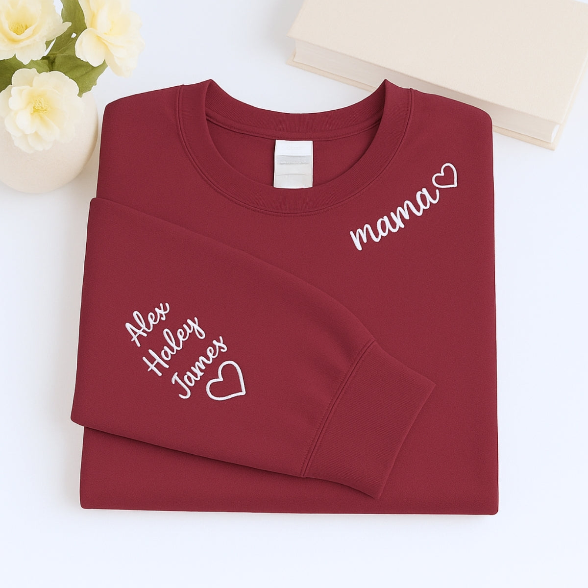 Personalised Mama Embroidered Sweaters - Custom Mom Hoodie With Kids Names - Mother's Day Gift