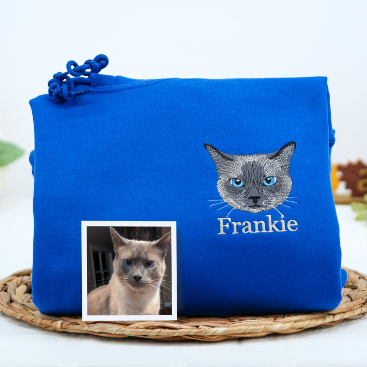 Cat Angel Wings Custom Embroidered Hoodie - Personalized Pet Memorial Sweatshirt Gift