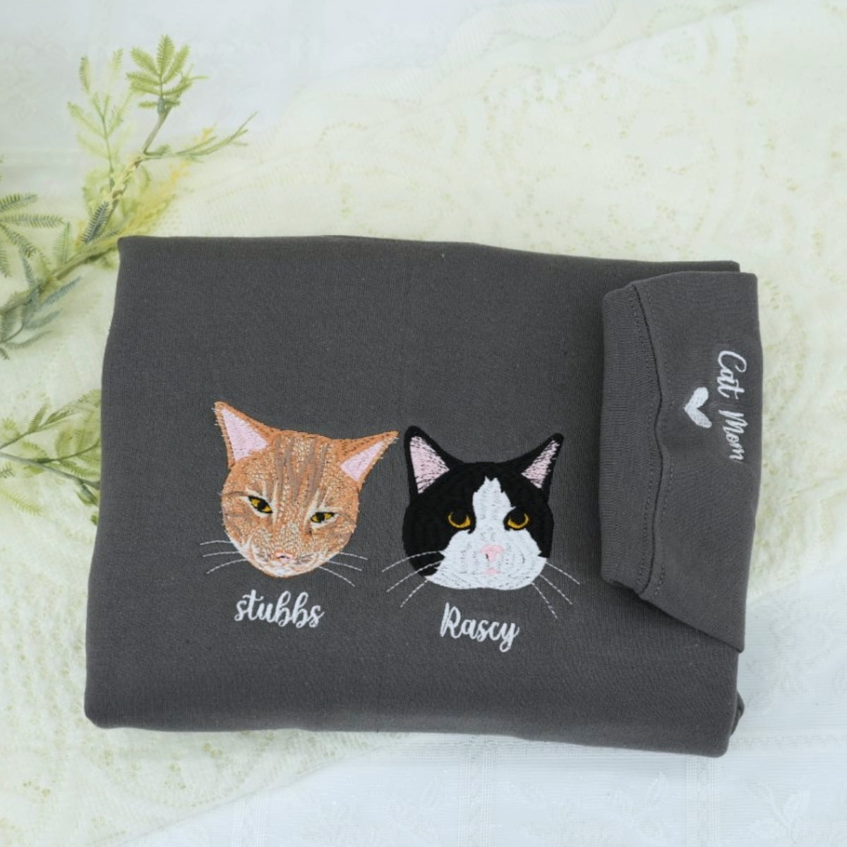 Cat Angel Wings Custom Embroidered Hoodie - Personalized Pet Memorial Sweatshirt Gift