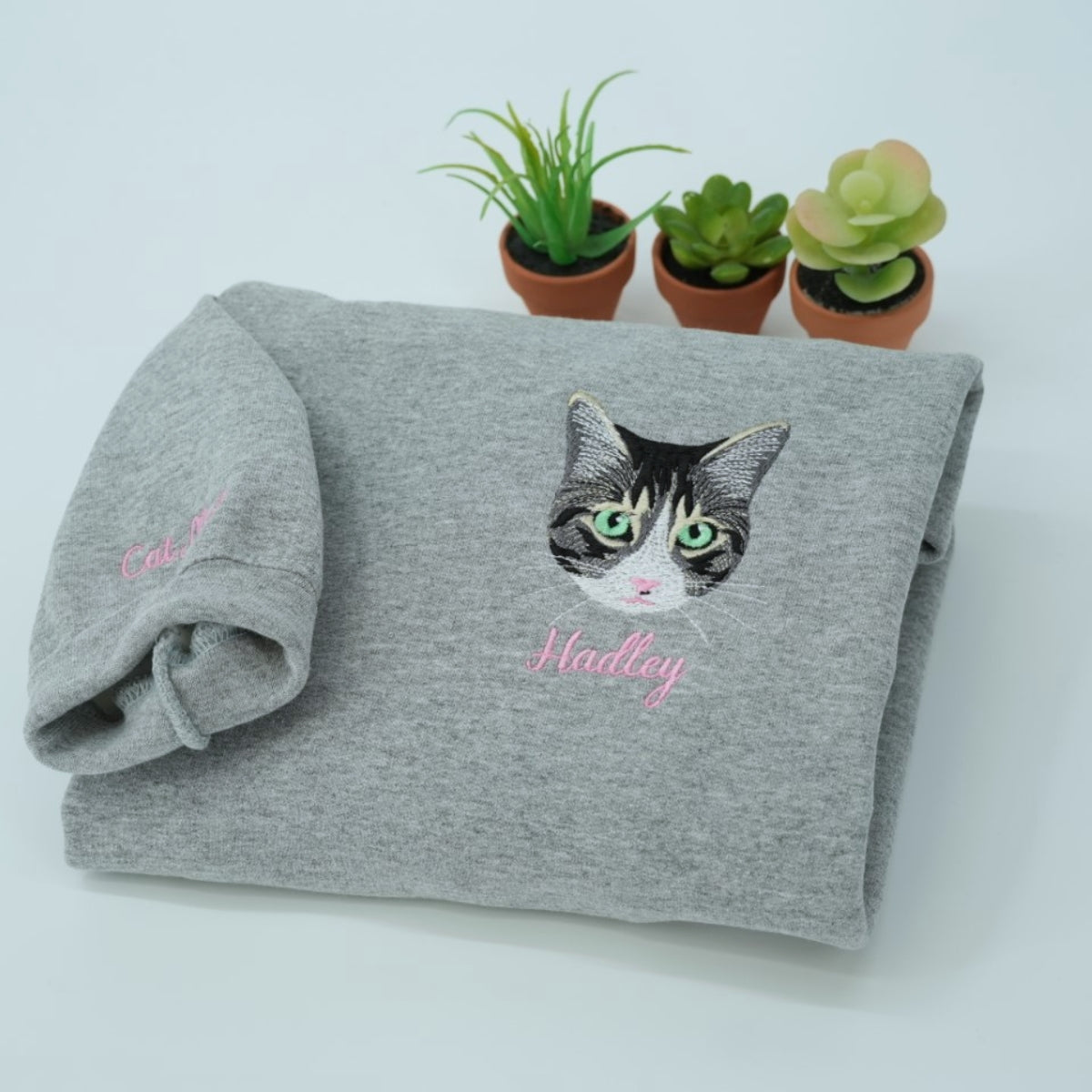 Cat Angel Wings Custom Embroidered Hoodie - Personalized Pet Memorial Sweatshirt Gift