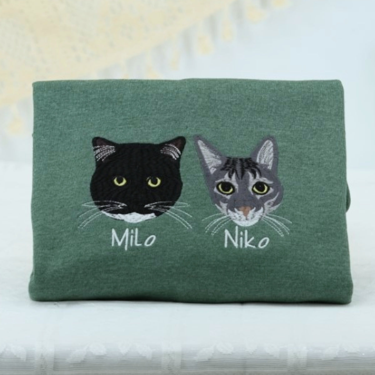 Cat Angel Wings Custom Embroidered Hoodie - Personalized Pet Memorial Sweatshirt Gift