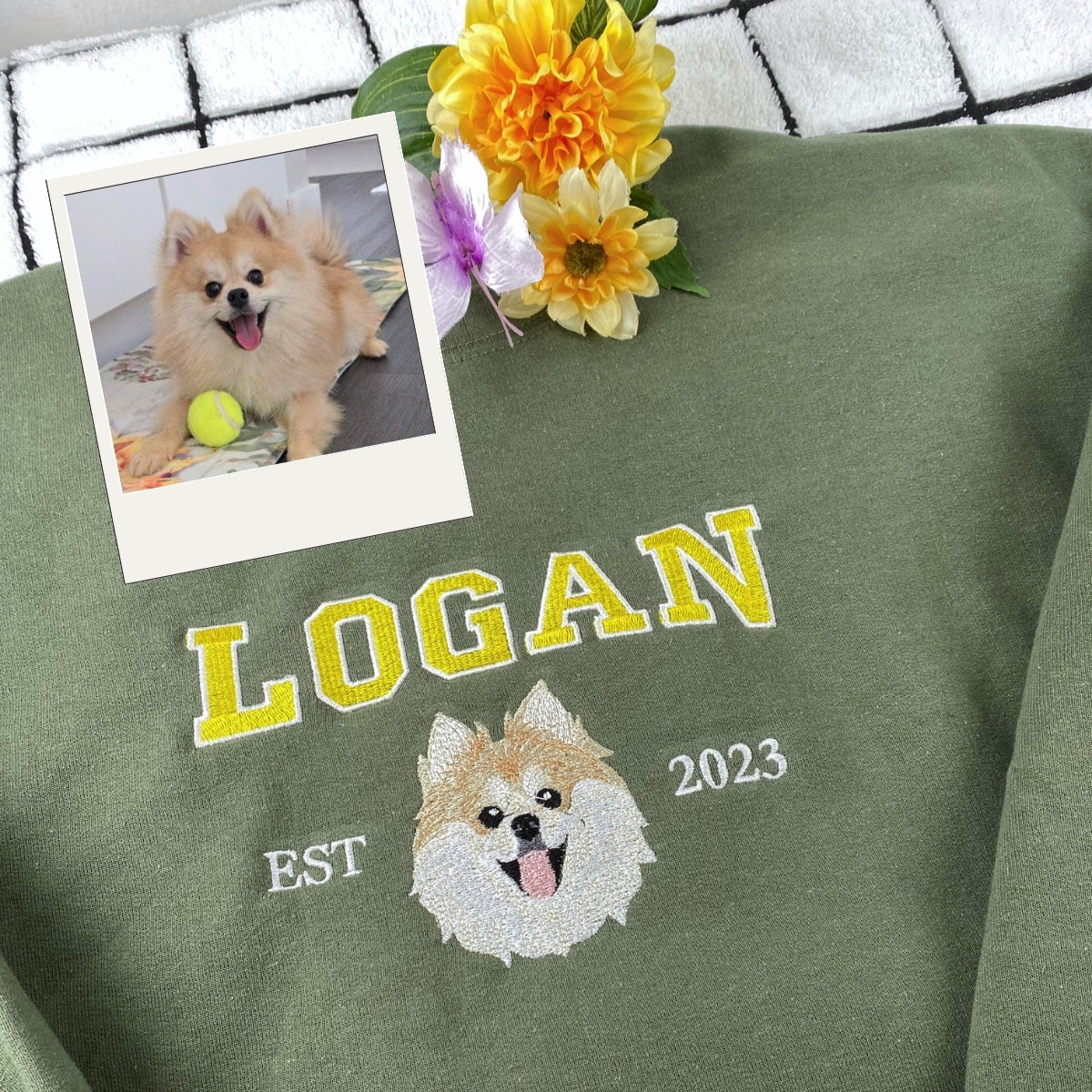 Dog Portrait Custom Embroidered Hoodie - Personalized Pet Memorial Sweatshirt Gift