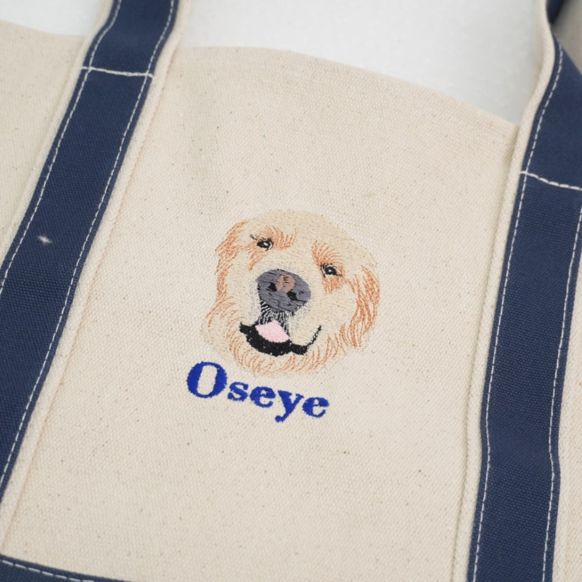 Dog Face Custom Embroidered Tote Bag - Personalized Pet Portrait Memorial Gift