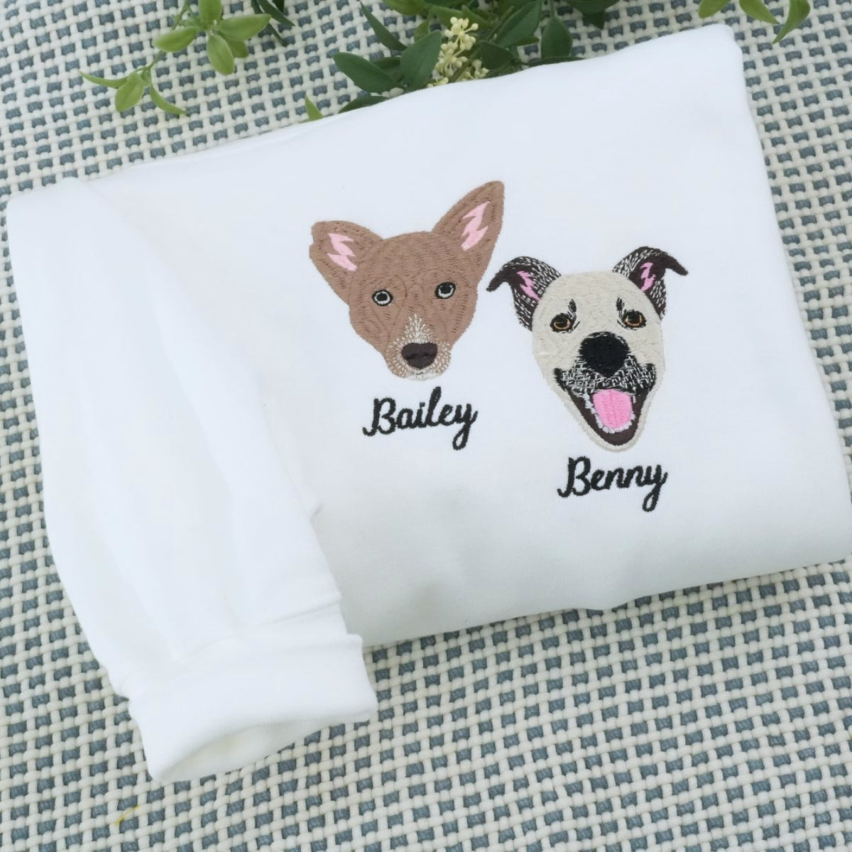 Custom Pet Name Embroidered Sweatshirt - Personalized Pet Portrait Apparel - Minimalist Pet Parent G