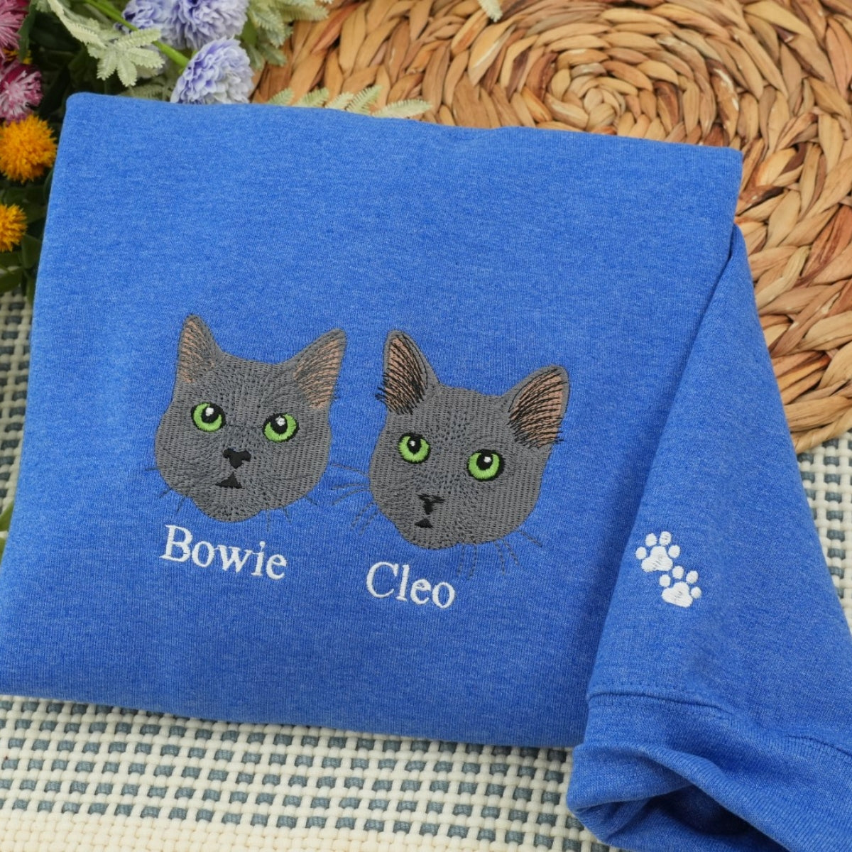 Custom Pet Name Embroidered Sweatshirt - Personalized Pet Portrait Apparel - Minimalist Pet Parent G