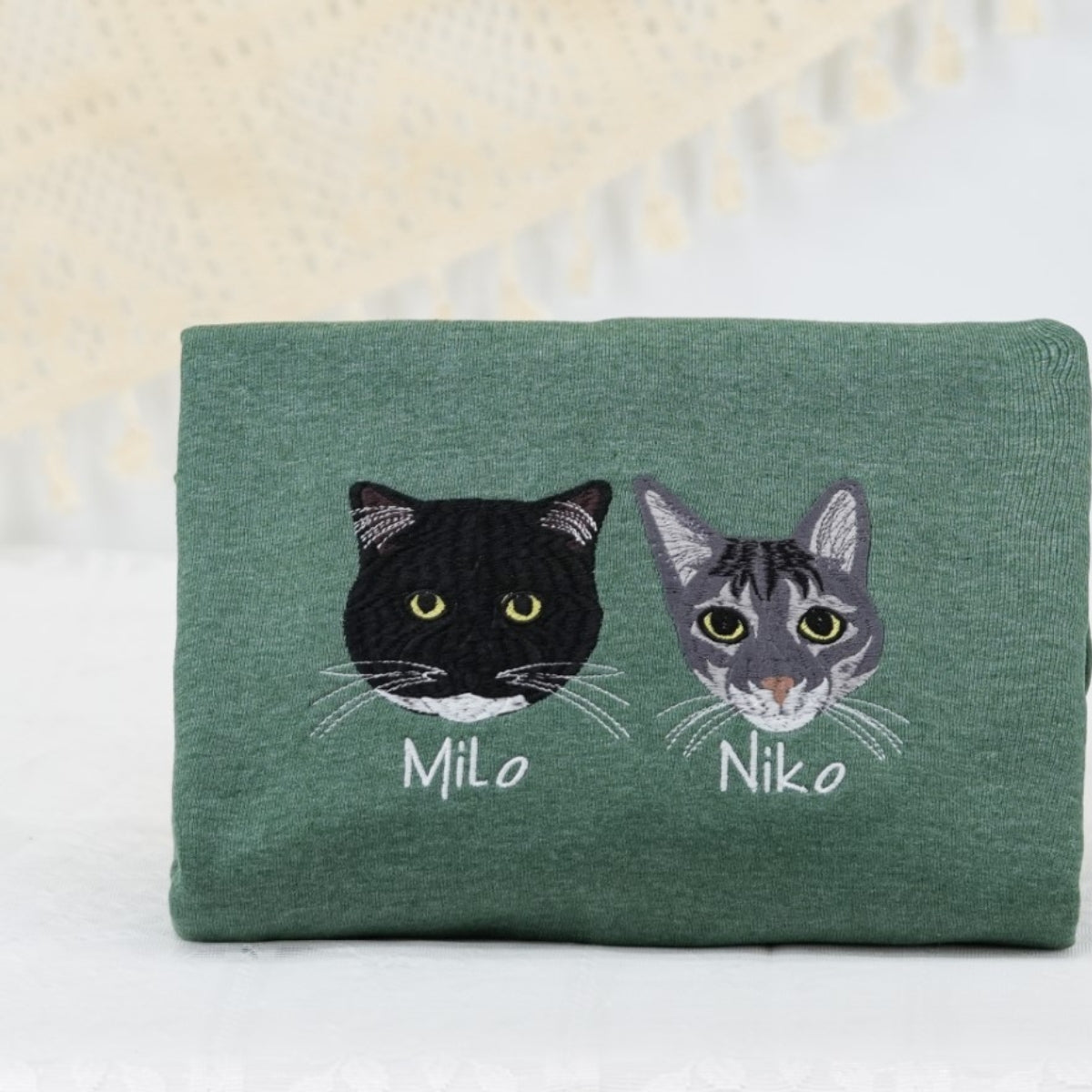 Custom Pet Name Embroidered Sweatshirt - Personalized Pet Portrait Apparel - Minimalist Pet Parent G