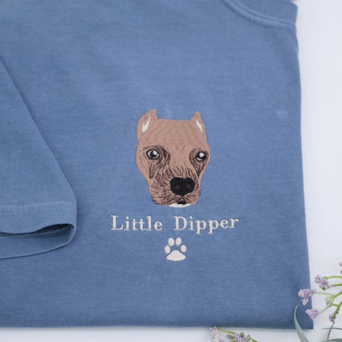 Pet Portrait Custom T-Shirts - Dog Face Embroidered Shirts - Personalized Pet Memorial