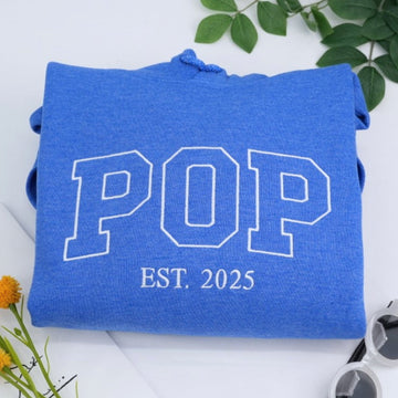 Grandpa EST Custom Embroidered Hoodie - Personalized Sweatshirt - Perfect New Grandfather Gift