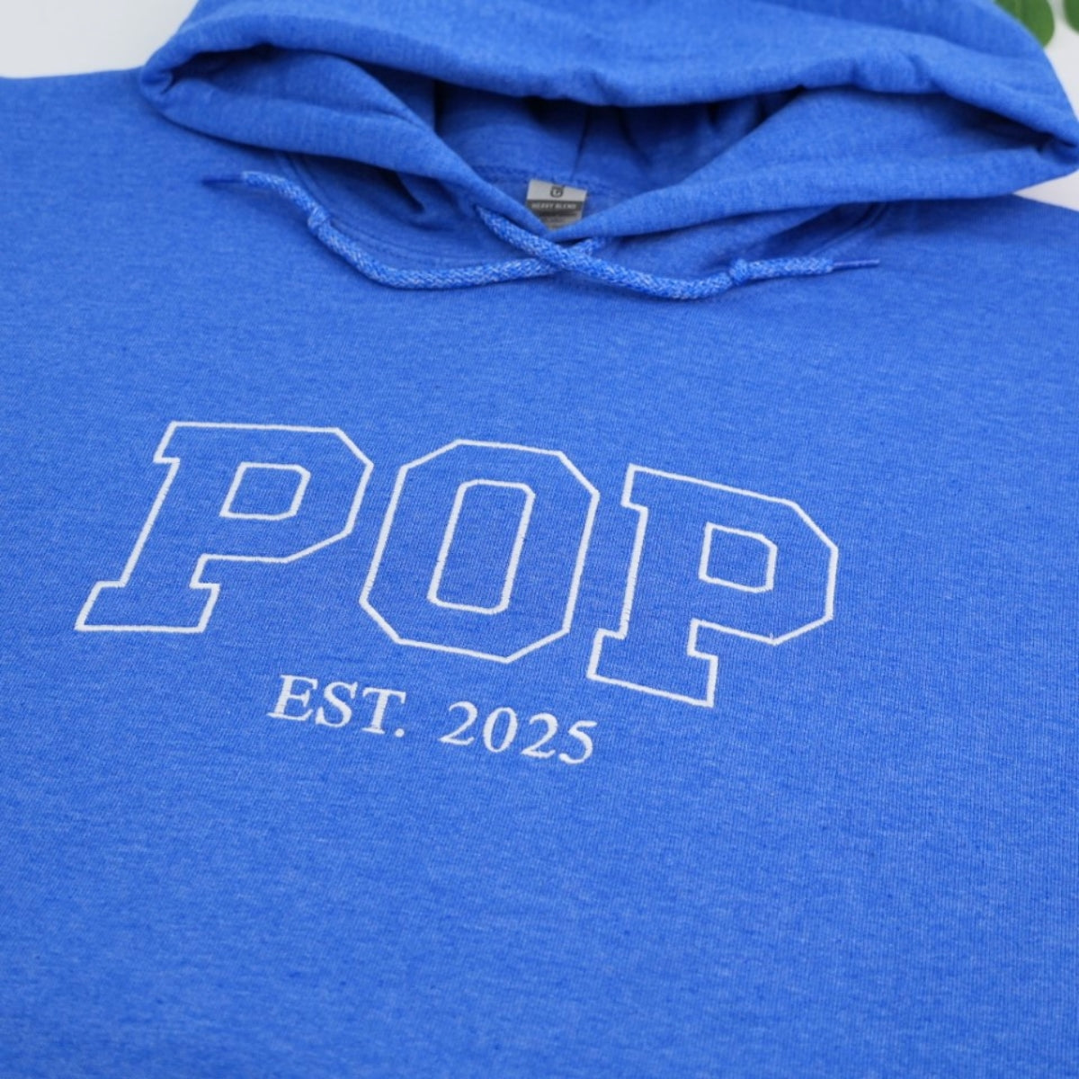 Grandpa EST Custom Embroidered Hoodie - Personalized Sweatshirt - Perfect New Grandfather Gift