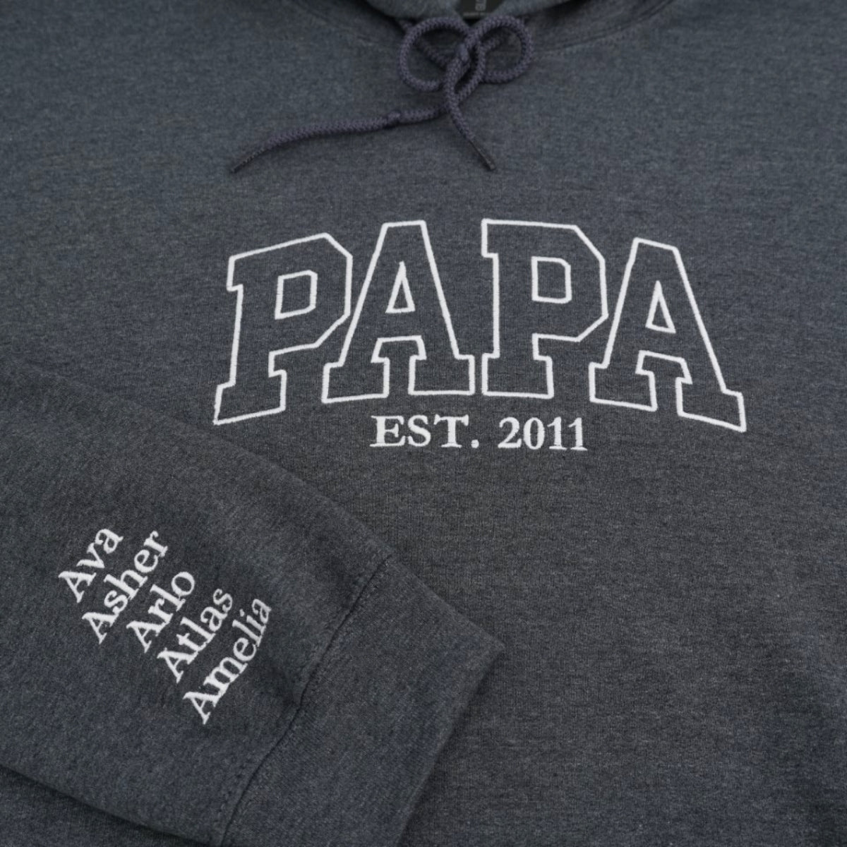 Grandpa EST Custom Embroidered Hoodie - Personalized Sweatshirt - Perfect New Grandfather Gift