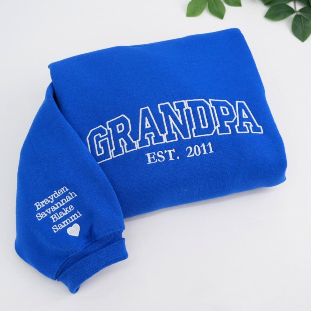 Grandpa EST Custom Embroidered Hoodie - Personalized Sweatshirt - Perfect New Grandfather Gift