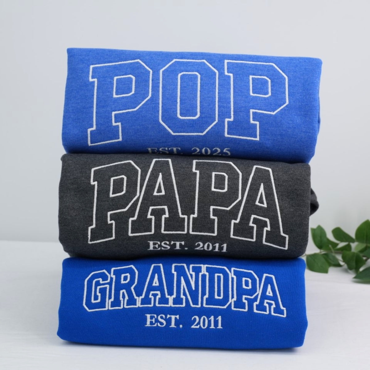 Grandpa EST Custom Embroidered Hoodie - Personalized Sweatshirt - Perfect New Grandfather Gift