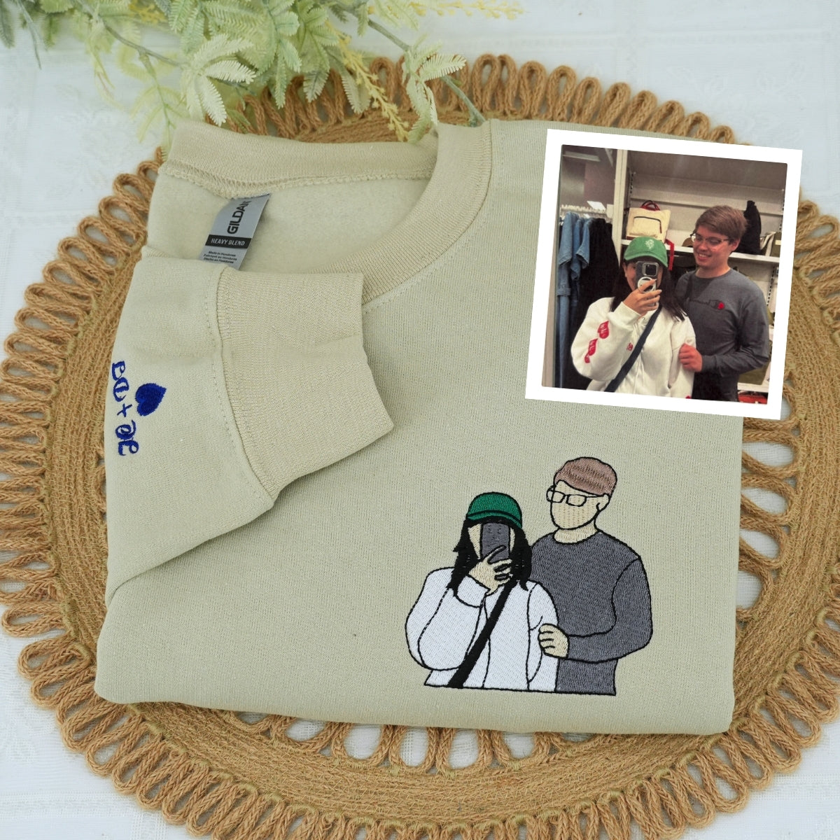 Engagement Photo Custom Embroidered Hoodie - Proposal Memory Sweatshirt - He Asked She Said Yes Gift