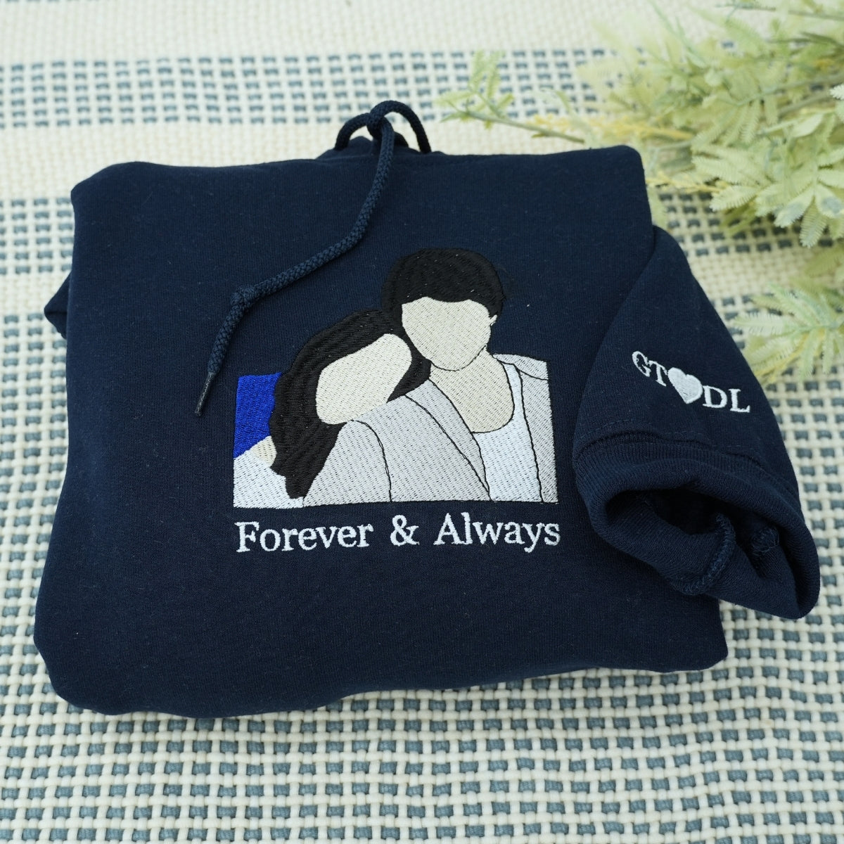 Engagement Photo Custom Embroidered Hoodie - Proposal Memory Sweatshirt - He Asked She Said Yes Gift