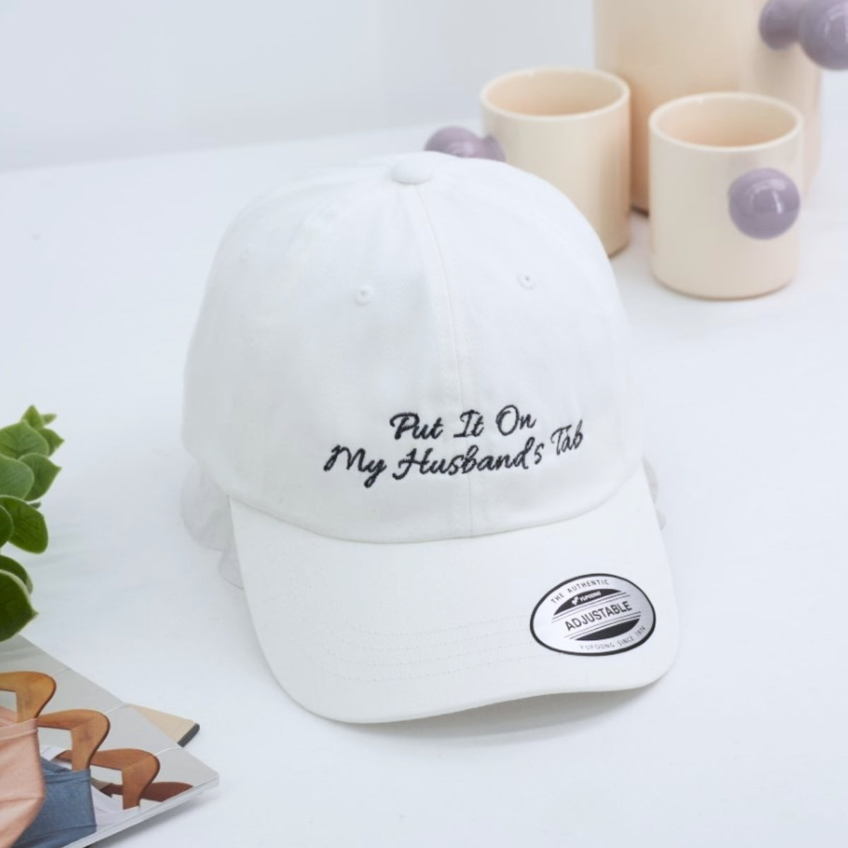Put It On My Husband's Tab Embroidered Hat - Funny Wife Accessory - Married Couple Honeymoon Gift