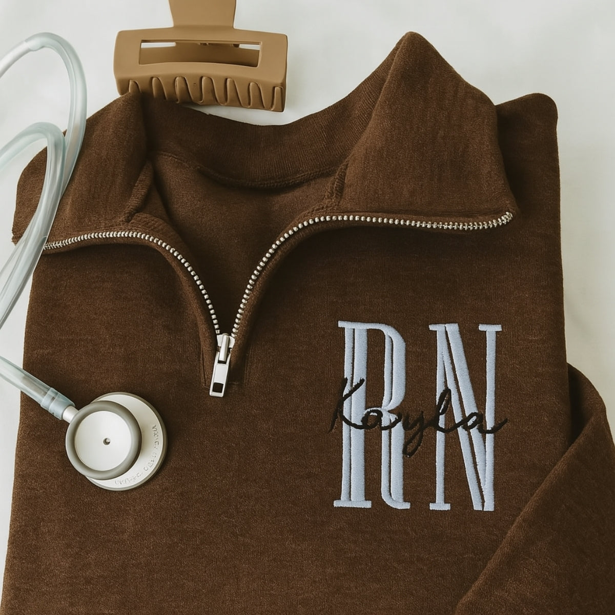 RN Angel Custom Embroidered Quarter-Zip - Registered Nurse Sweatshirt - Perfect Nurse Gift