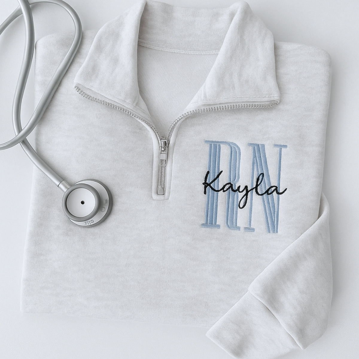 RN Angel Custom Embroidered Quarter-Zip - Registered Nurse Sweatshirt - Perfect Nurse Gift