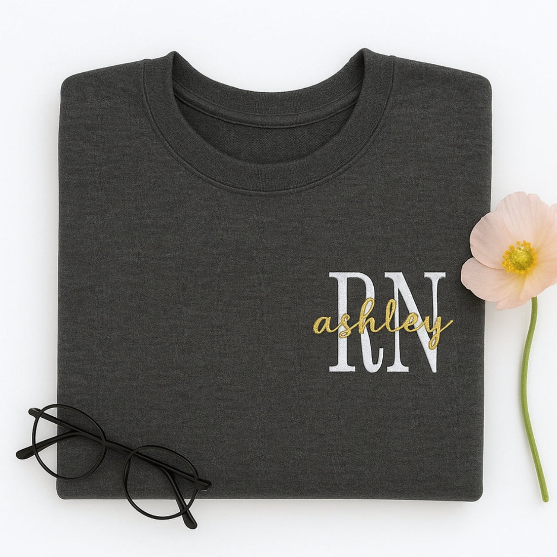 RN Custom Embroidered Hoodie - Personalized Nurse Sweatshirt - Healthcare Worker Gift