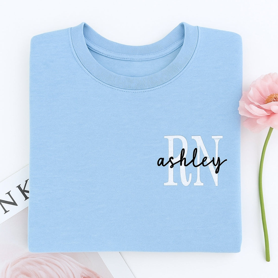 RN Custom Embroidered Hoodie - Personalized Nurse Sweatshirt - Healthcare Worker Gift