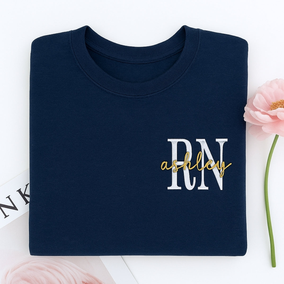RN Custom Embroidered Hoodie - Personalized Nurse Sweatshirt - Healthcare Worker Gift