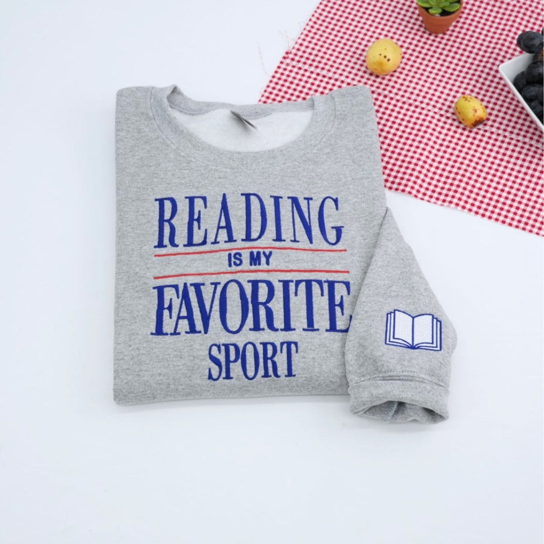 Reading Is My Favorite Sport Embroidered Sweatshirt - Book Lover Apparel - Perfect Bookworm Gift