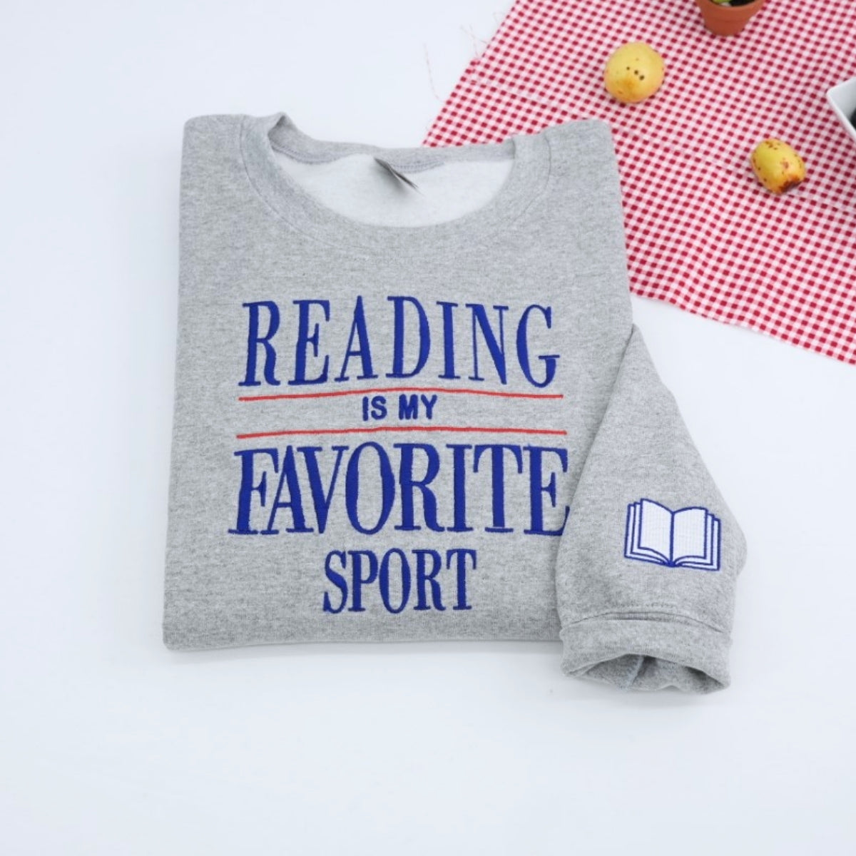 Reading Is My Favorite Sport Embroidered Sweatshirt - Book Lover Apparel - Perfect Bookworm Gift