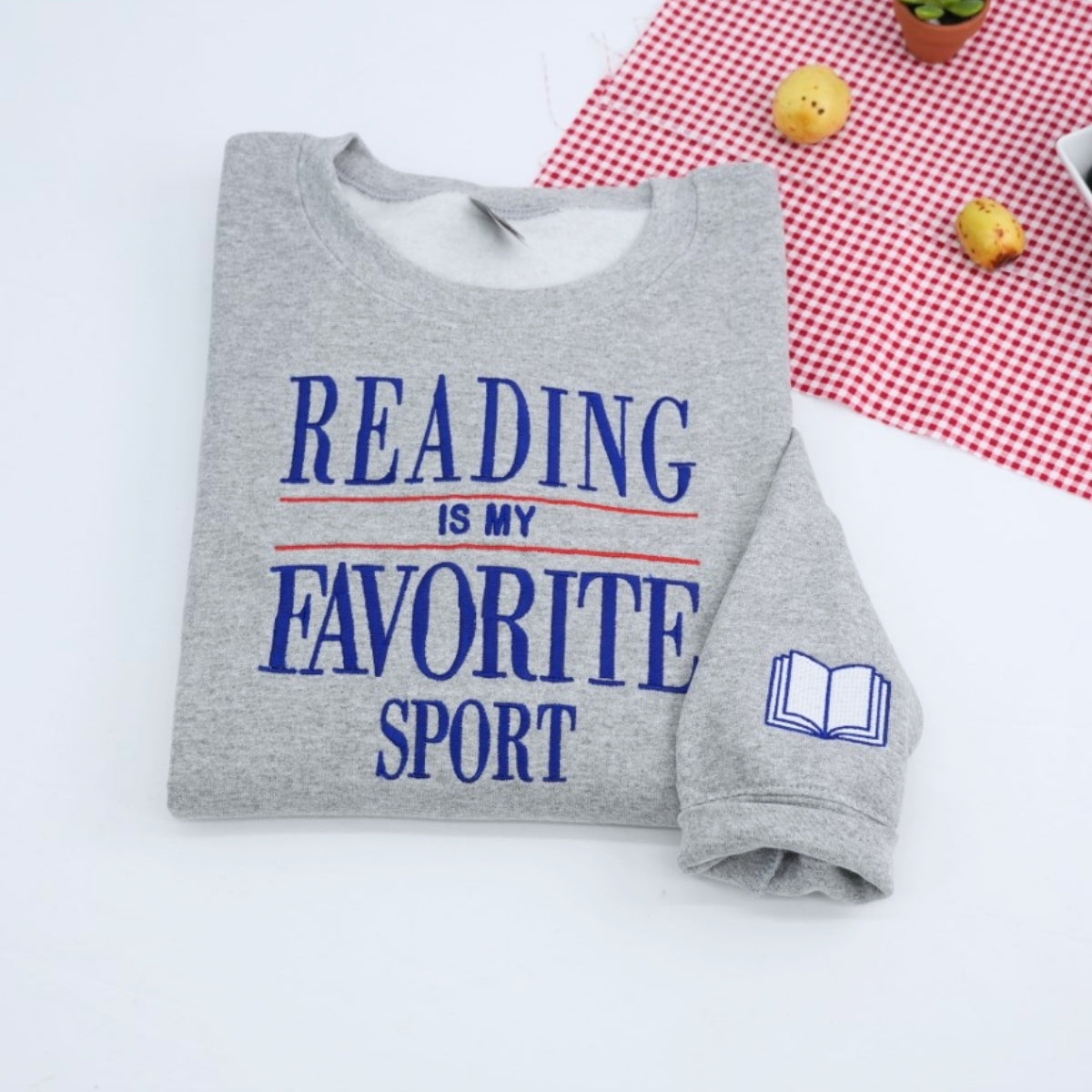 Reading Is My Favorite Sport Embroidered Sweatshirt - Book Lover Apparel - Perfect Bookworm Gift