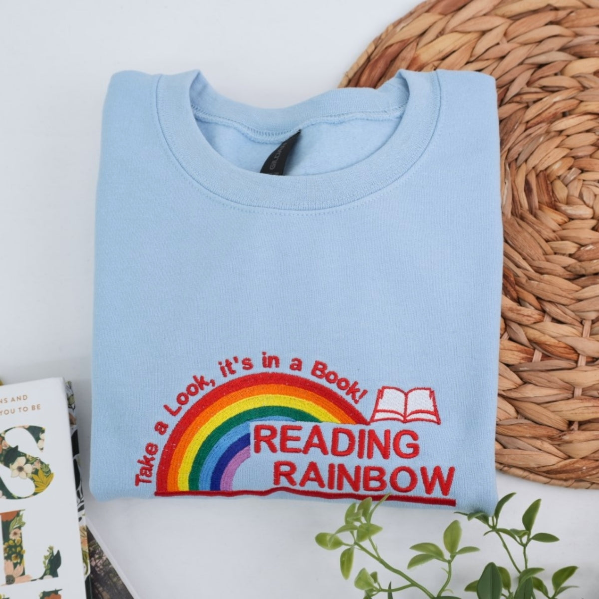 Reading Rainbow Custom Embroidered Sweatshirt - Book Lover Apparel - Teacher Librarian Gift