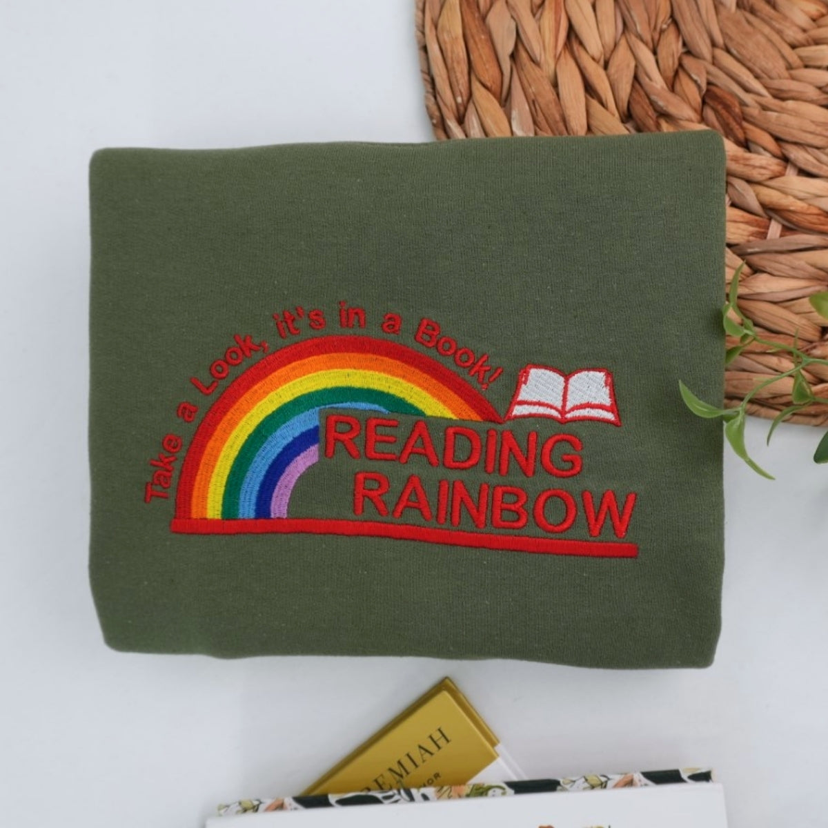 Reading Rainbow Custom Embroidered Sweatshirt - Book Lover Apparel - Teacher Librarian Gift