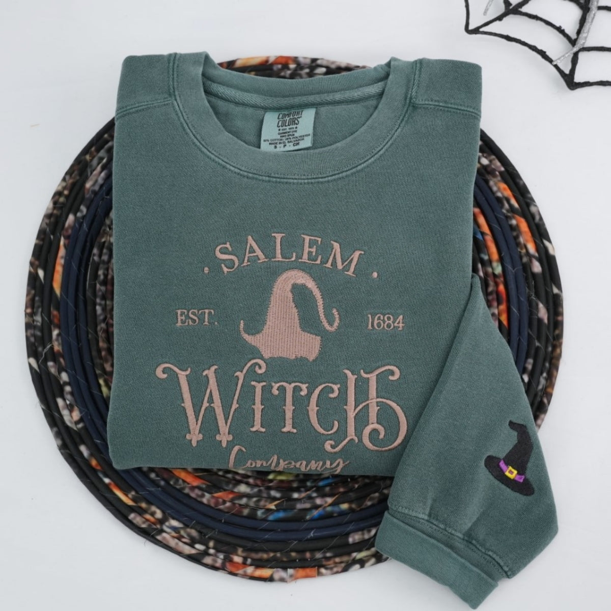 Salem Witch Company Custom Embroidered Sweatshirt - Halloween Hoodie - Perfect Spooky Season Gift