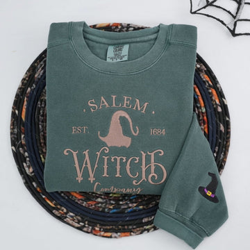 Salem Witch Company Custom Embroidered Sweatshirt - Halloween Hoodie - Perfect Spooky Season Gift