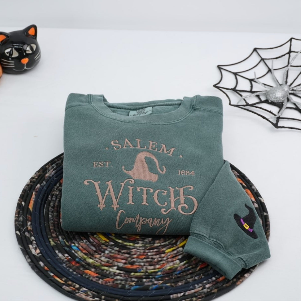 Salem Witch Company Custom Embroidered Sweatshirt - Halloween Hoodie - Perfect Spooky Season Gift