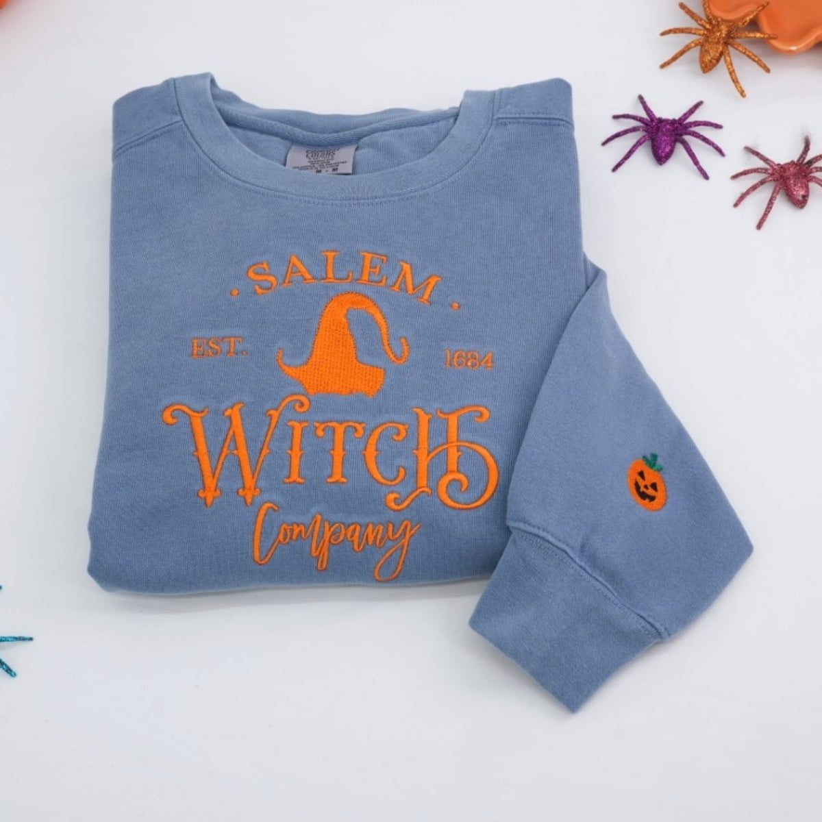 Salem Witch Company Custom Embroidered Sweatshirt - Halloween Hoodie - Perfect Spooky Season Gift