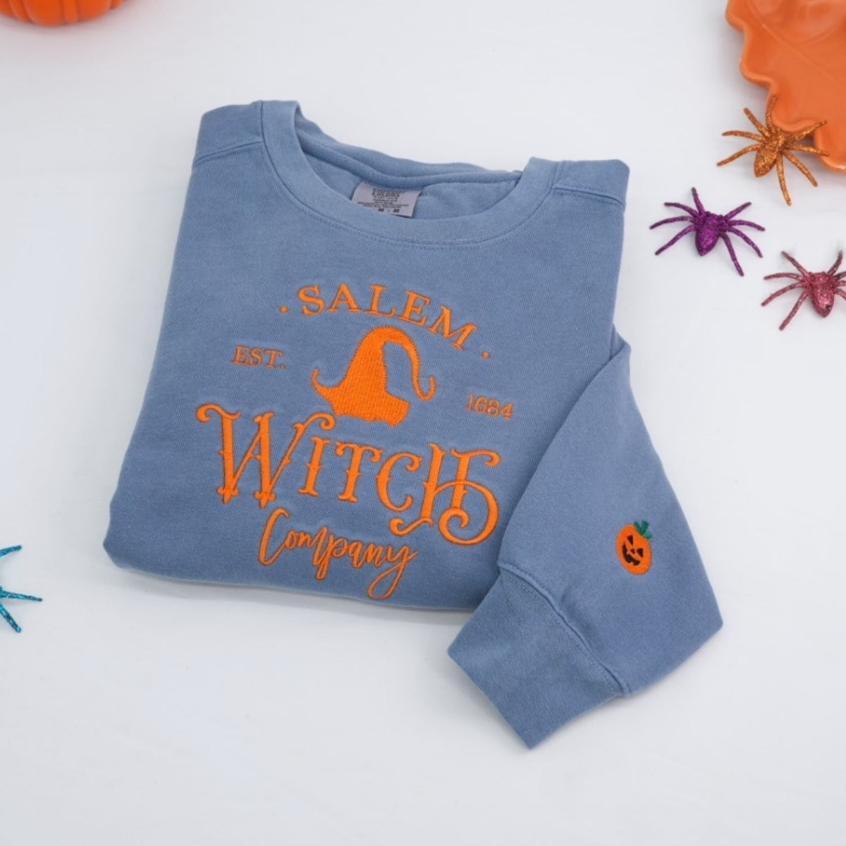 Salem Witch Company Custom Embroidered Sweatshirt - Halloween Hoodie - Perfect Spooky Season Gift
