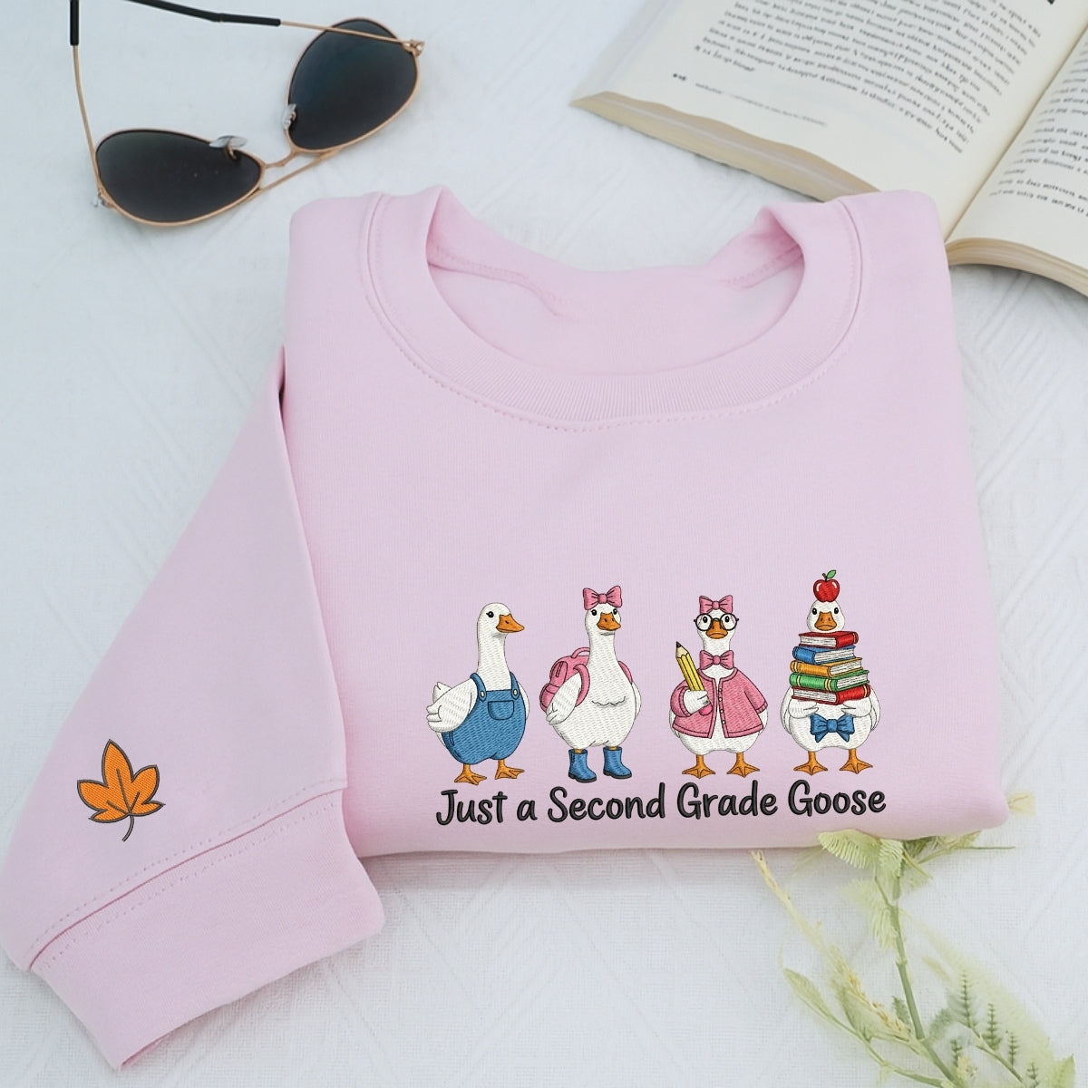 Second Grade Teacher Custom Embroidered Hoodie - Just a Goose Sweatshirt - Teacher Appreciation Gift
