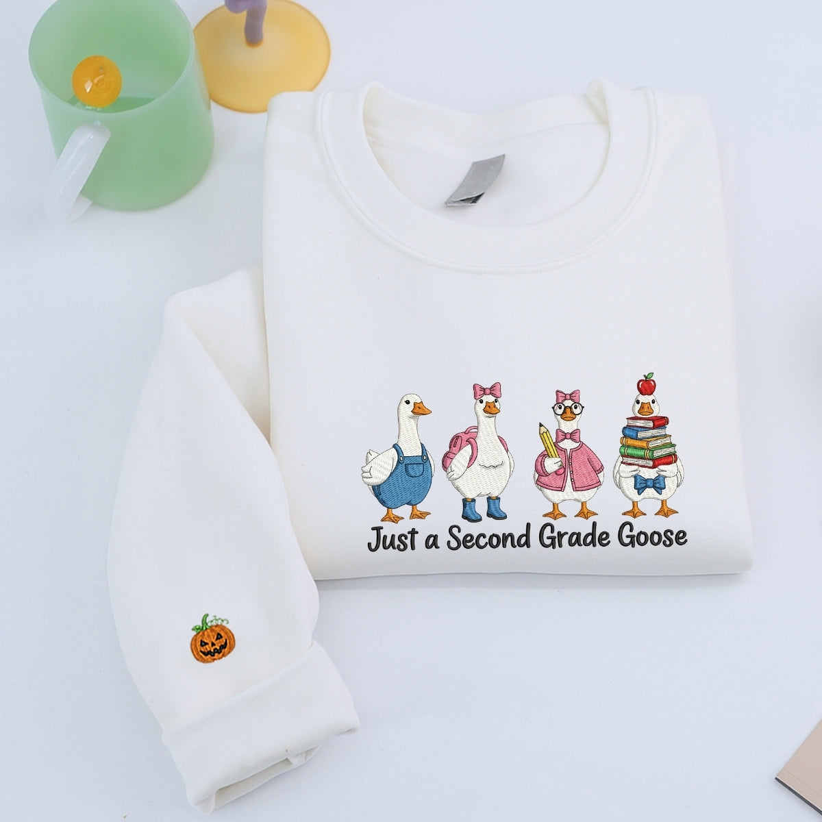 Second Grade Teacher Custom Embroidered Hoodie - Just a Goose Sweatshirt - Teacher Appreciation Gift