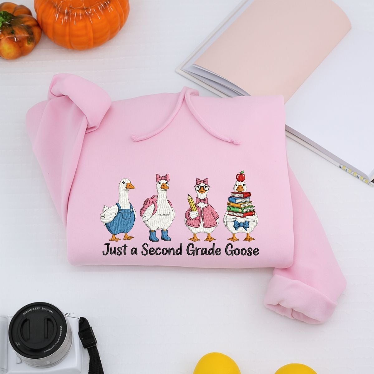 Second Grade Teacher Custom Embroidered Hoodie - Just a Goose Sweatshirt - Teacher Appreciation Gift