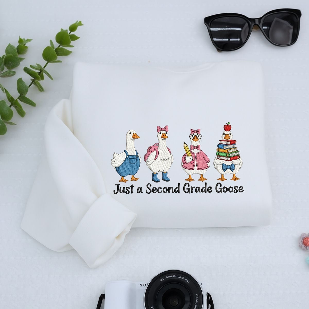 Second Grade Teacher Custom Hoodies - Just a Goose Embroidered Sweaters - Perfect Teacher Appreciation Gift