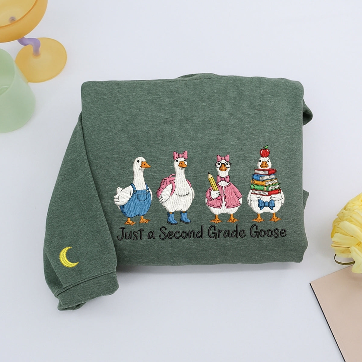 Second Grade Teacher Custom Hoodies - Just a Goose Embroidered Sweaters - Perfect Teacher Appreciation Gift