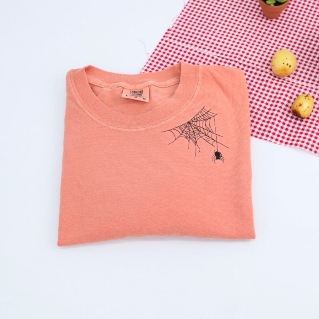 Spider Web Custom Embroidered T-Shirt - Spooky Halloween Tee Personalized Gift