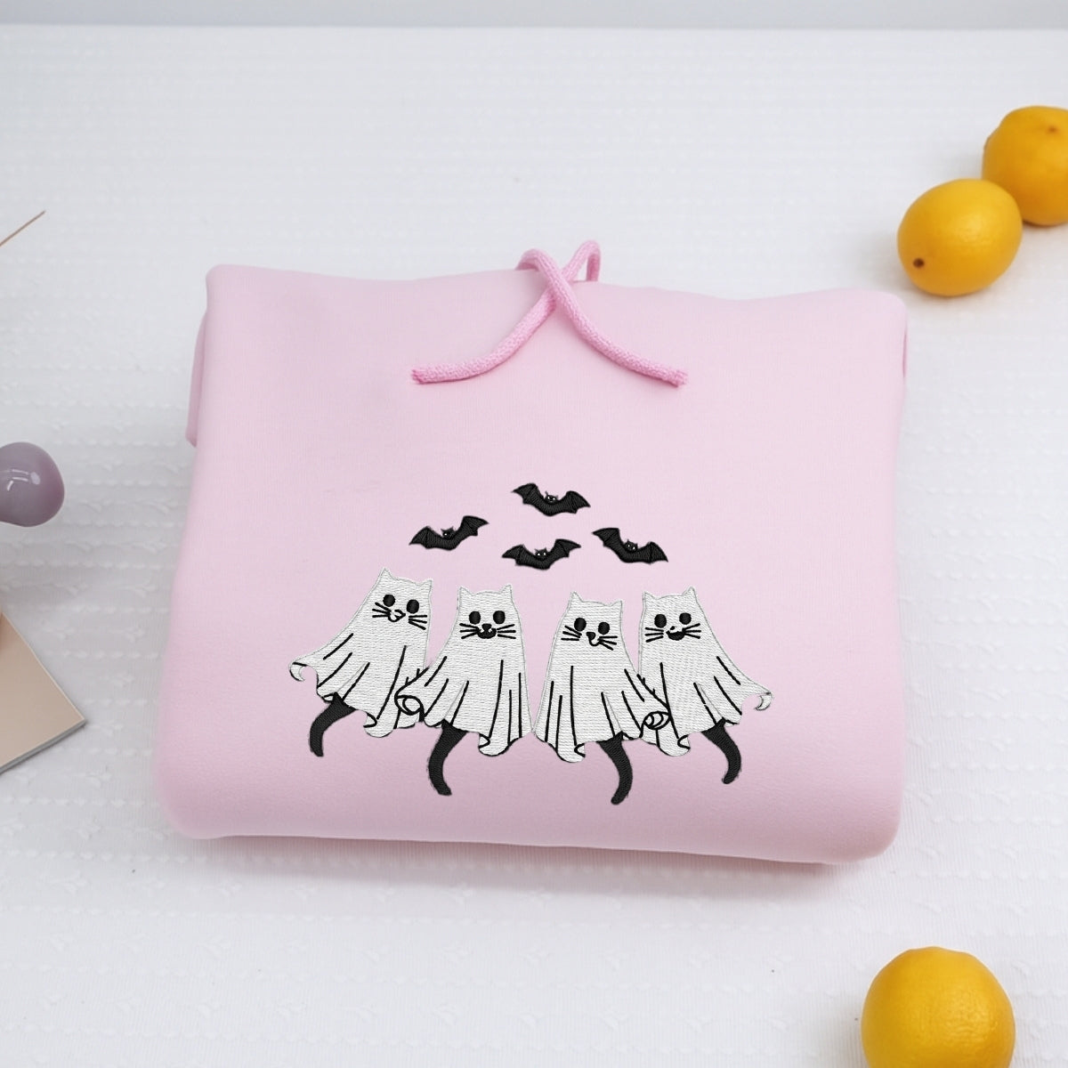 Spooky Cat Custom Embroidered Hoodie - Halloween Sweatshirt Personalized Cat Parent Apparel