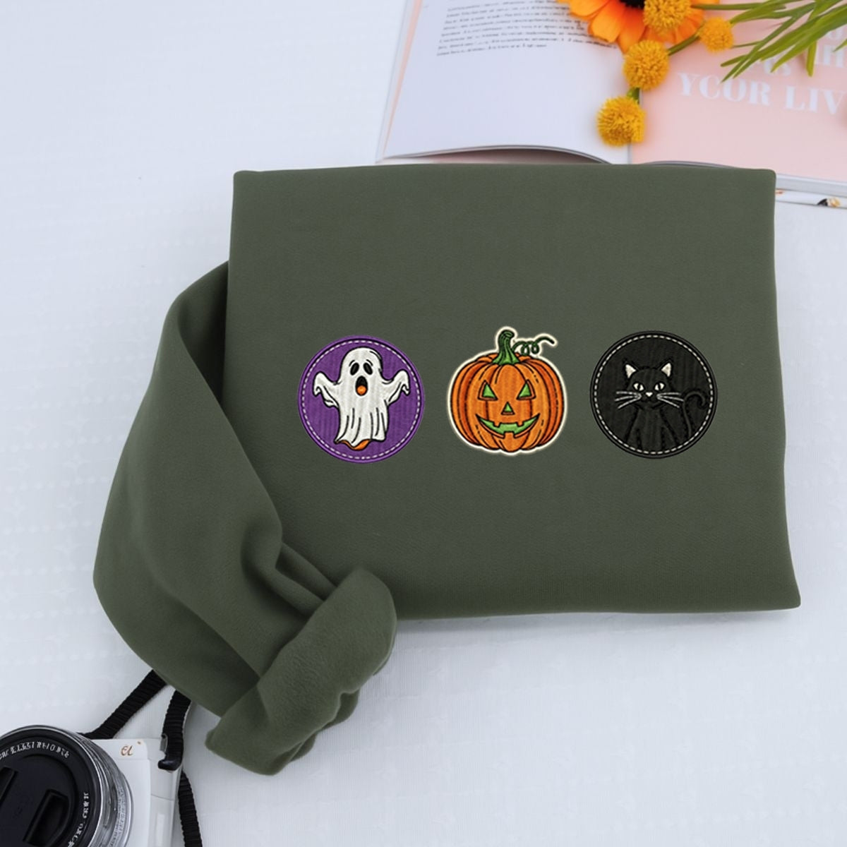 Spooky Cookie Custom Embroidered Hoodie - Halloween Sweatshirt Personalized Gift