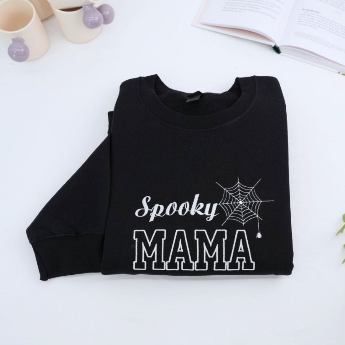 Spooky Mama Custom Embroidered Hoodie - Halloween Mom Sweatshirt Personalized Gift