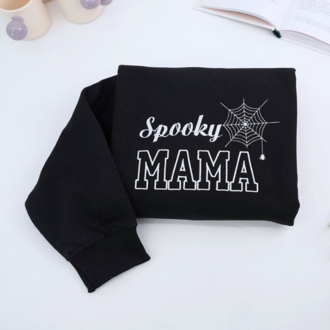 Spooky Mama Custom Embroidered Hoodie - Halloween Mom Sweatshirt Personalized Gift