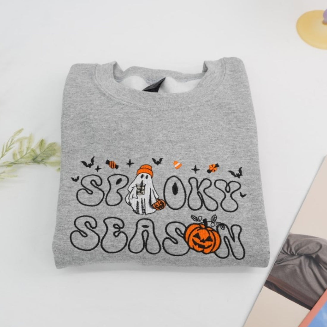 Spooky Season Custom Embroidered Sweatshirt - Halloween Hoodie Personalized Fall Gift