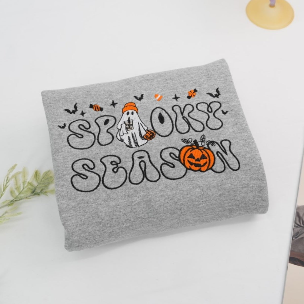 Spooky Season Custom Embroidered Sweatshirt - Halloween Hoodie Personalized Fall Gift